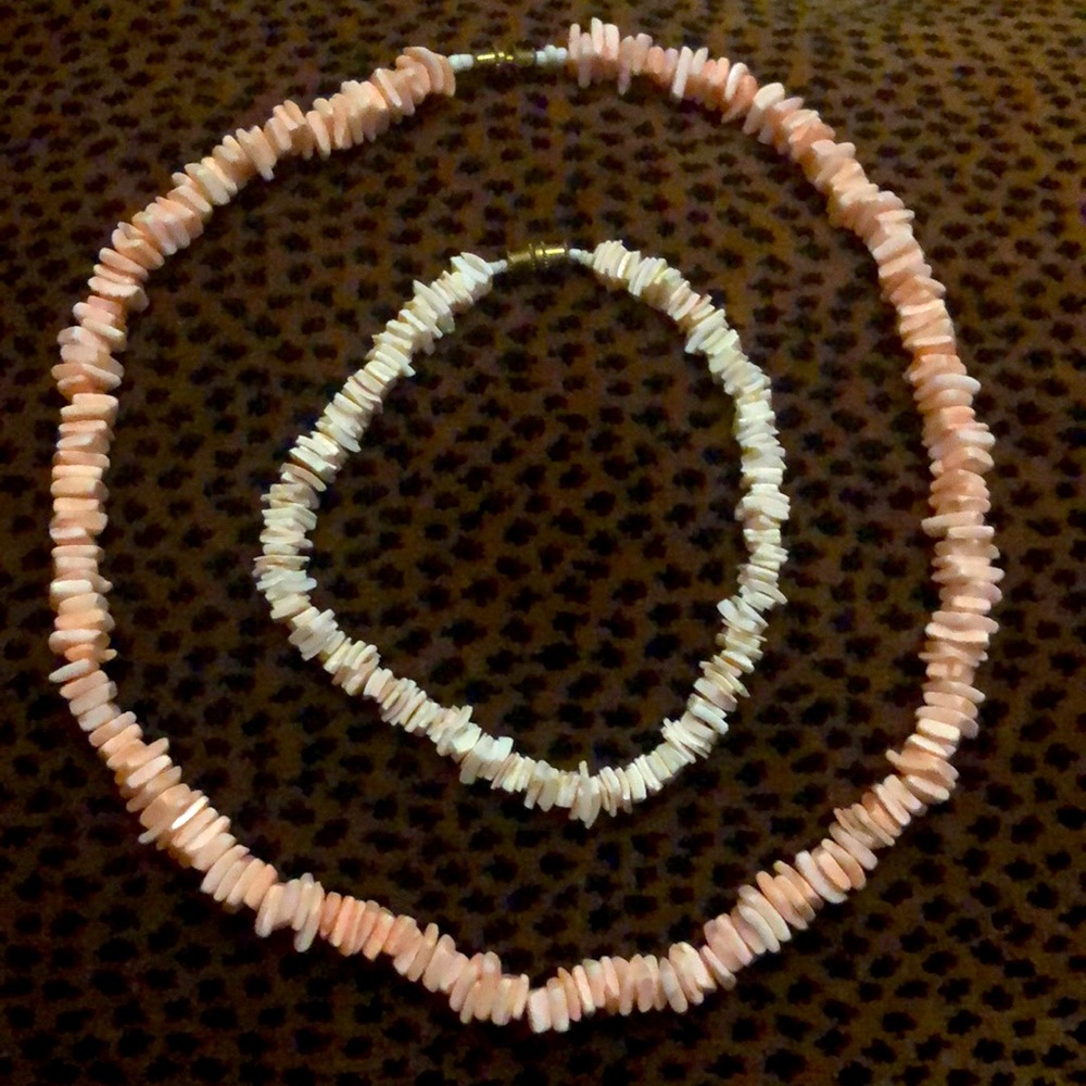 Coral Shell Necklace and Bracelet (set)